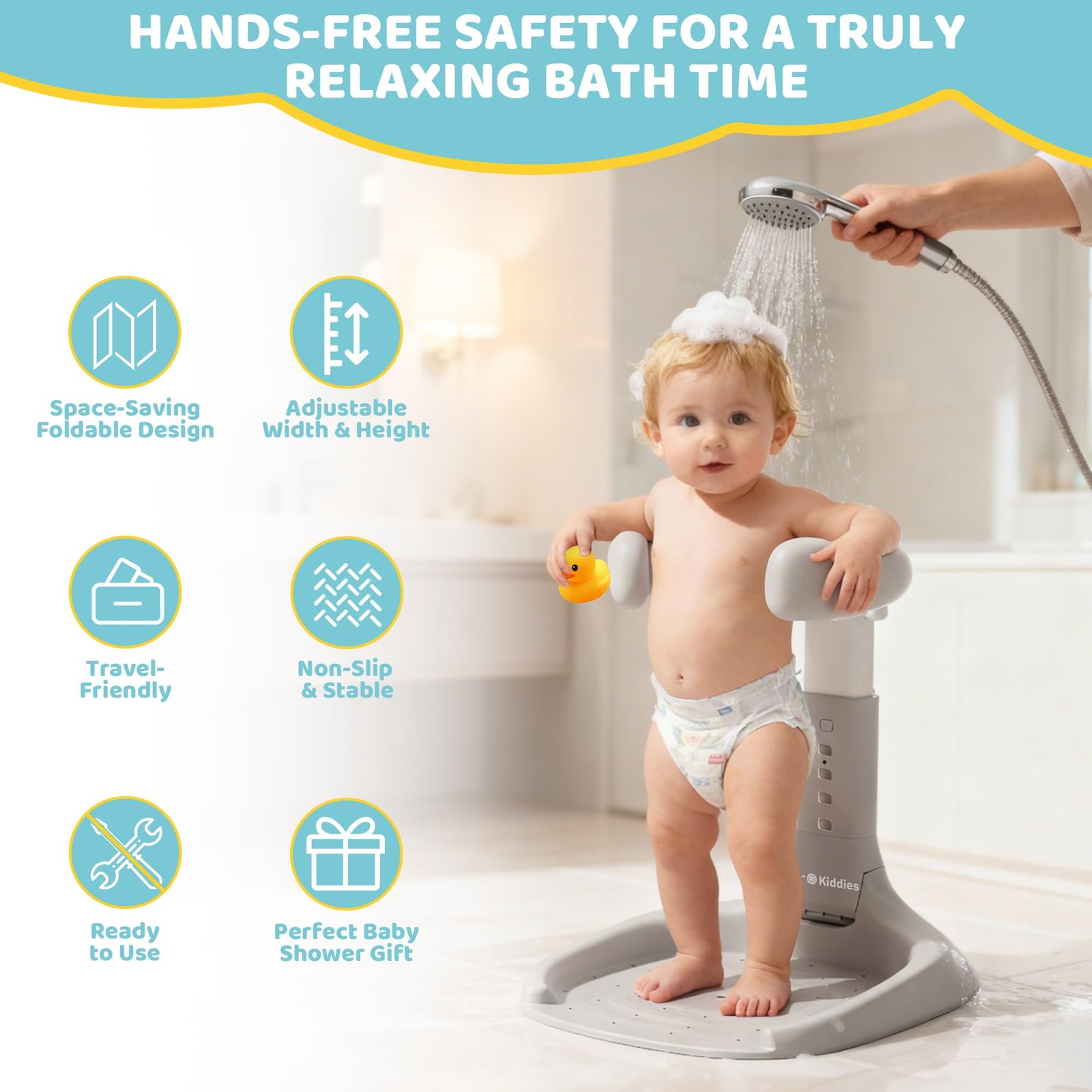 Foldable Baby Shower Standing for Toddlers & Infants 8-36 Months, No Setup An…
