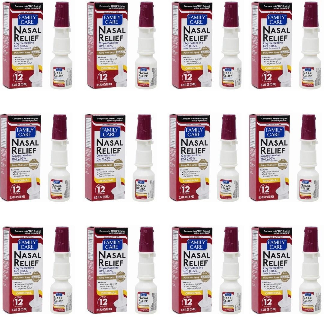 12 Pack – Family Care Decongestant Pump Mist Spray – 0.5fl oz Nasal Spray Relief