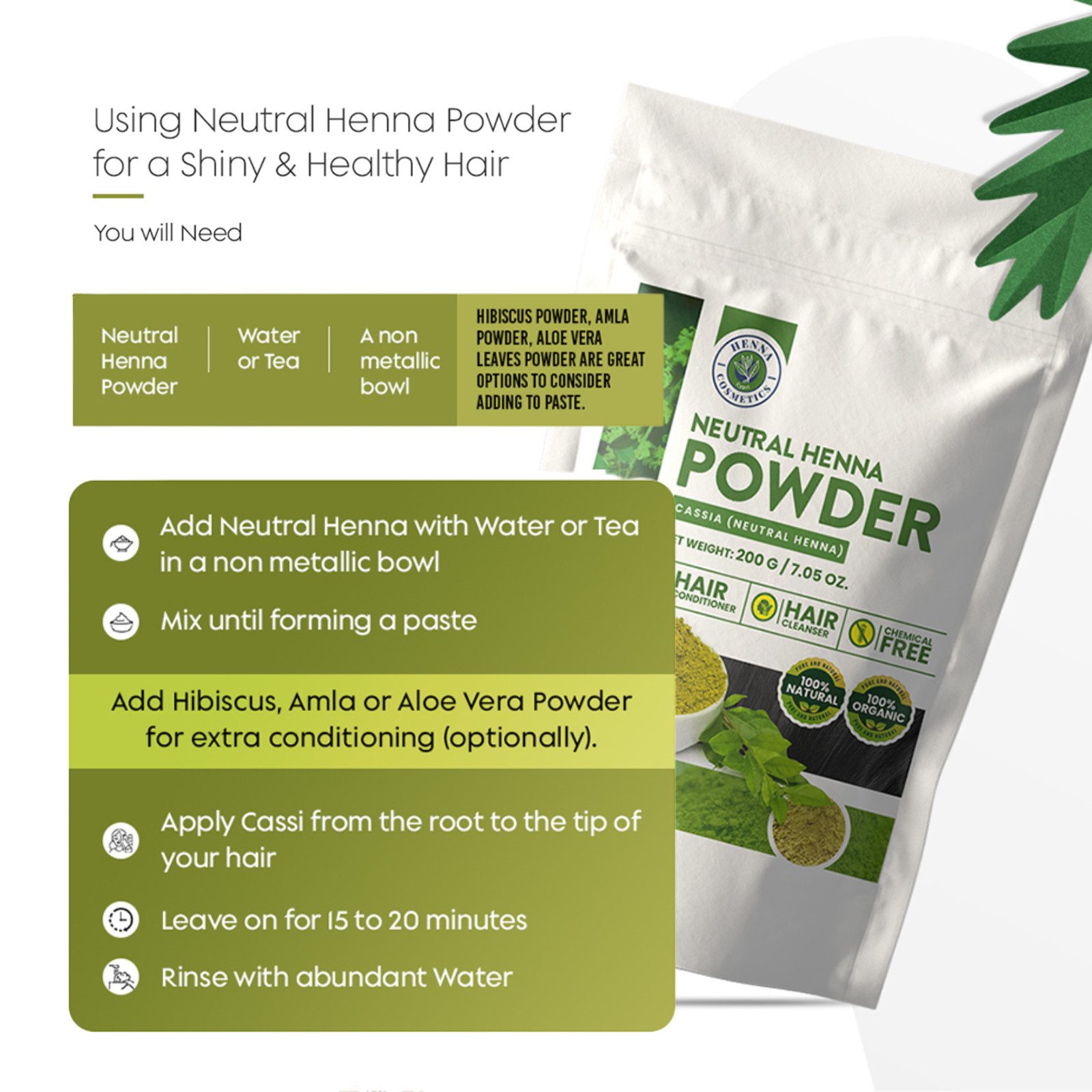Cassia Obovata (Neutral Henna) Powder |100 Grams (3.5 oz.)| Colorless Henna