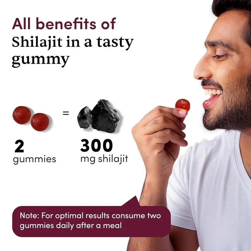 Man Matters Pure Himalayan Shilajit/Shilajeet Gummies with KSM 66 Ashwagandha