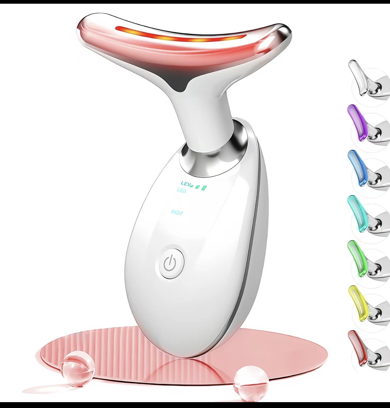 LED Neck & Face Massager Beauty Device – Heated EMS Skin Tightening