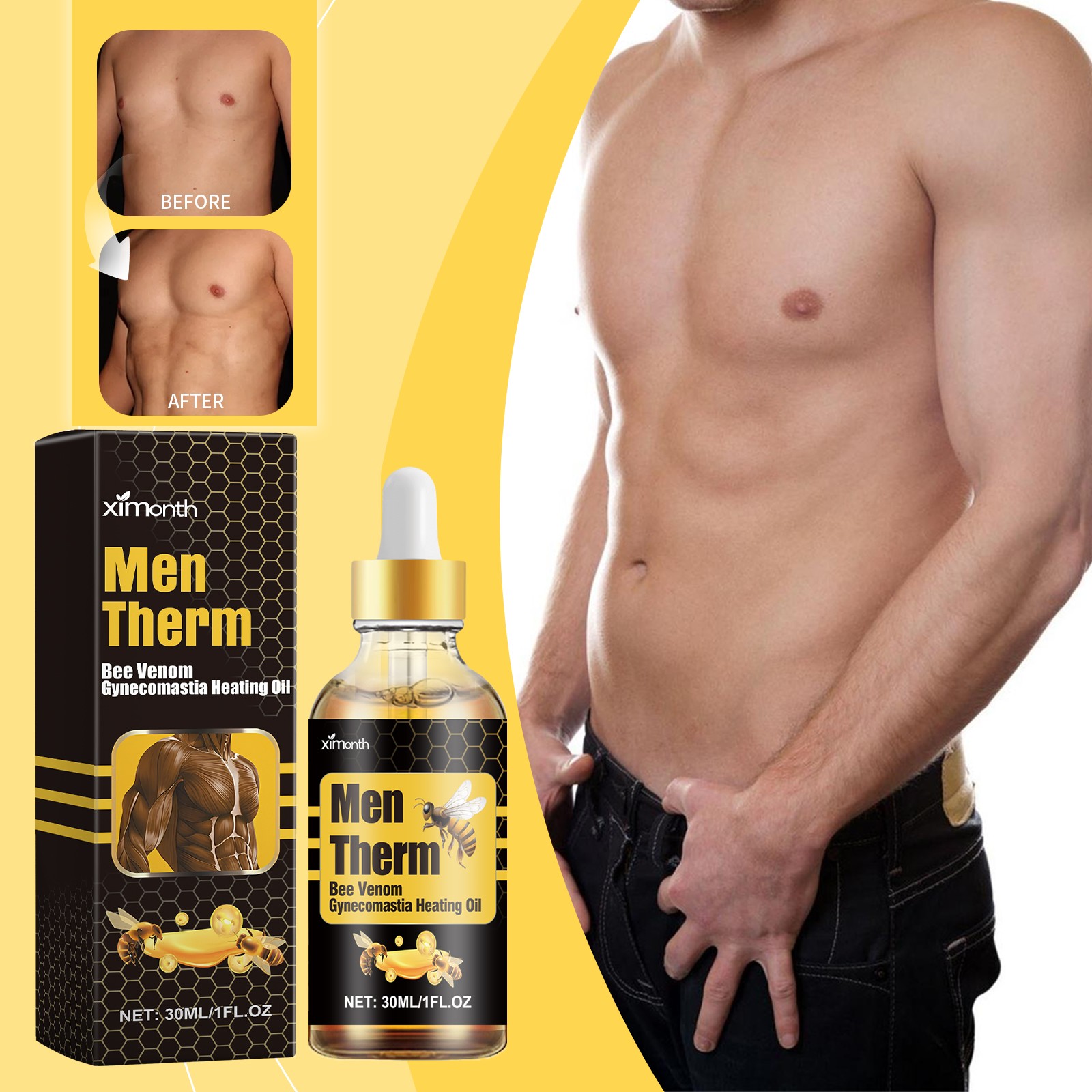 Gynecomastia Cream for Men – Chest Firming Lotion, Male Breast Sculpting 30ml