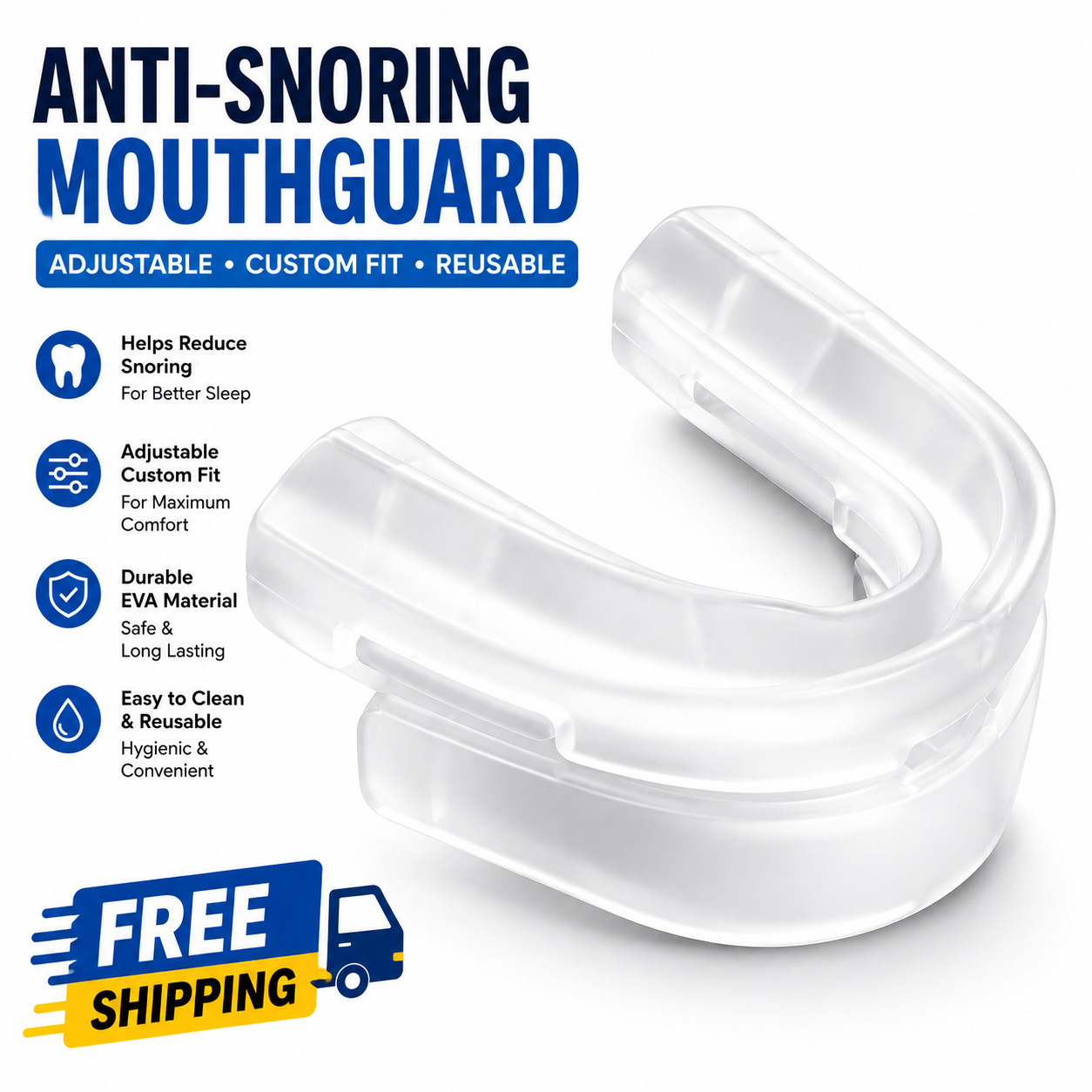 Adjustable Anti Snoring Mouthpiece Custom Fit Sleep Aid Mouth Guard for Adults