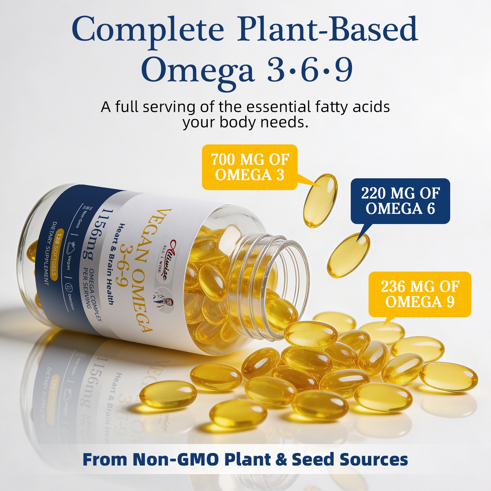 Vegan Omega 3-6-9 2-Pack – 240 Softgels, Plant-Based, Highest Potency, Odorless