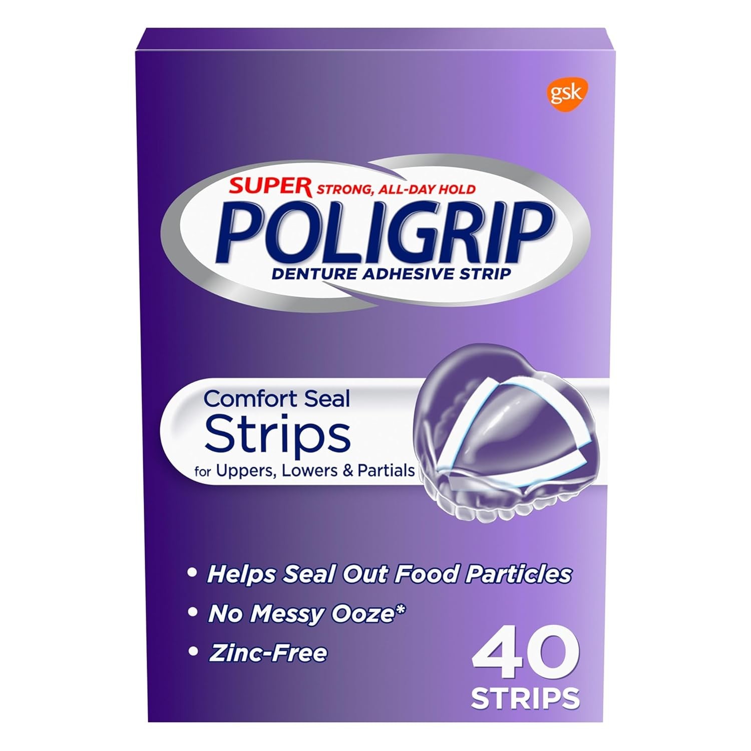 4 Pack Super Poligrip Comfort Seal Denture Adhesive Strips 160 Strips Best Price