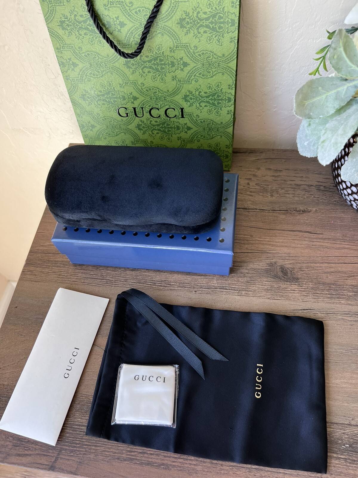 New Gucci Sunglasses Eyeglasses Case Black Eyewear Case W Box And Shopping Bag