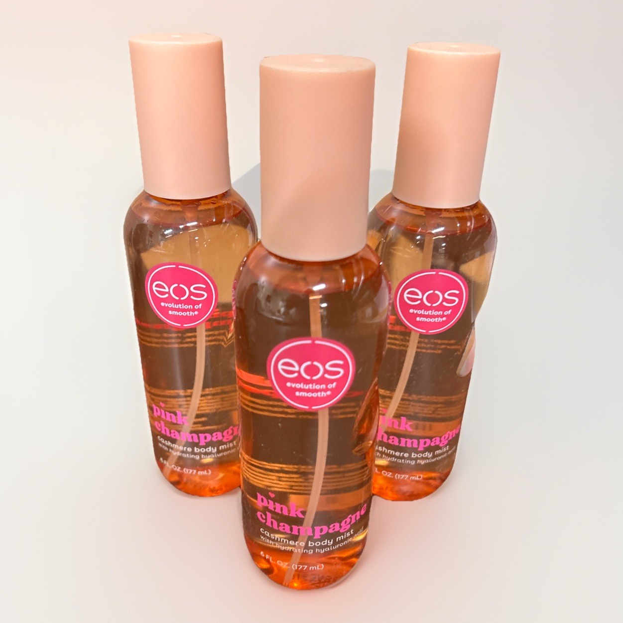 EOS Body Mist, Pink Champagne Cashmere /Body Spray for Women (3) Pack