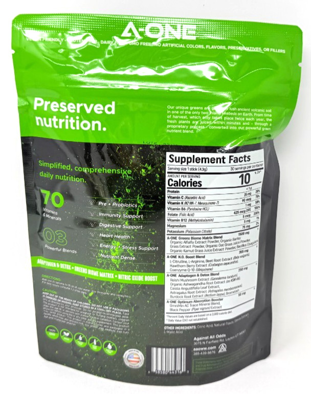 Volcanic Soil BOOSTED Activ Greens A-ONE 30 Stick Packs EXP: 11/2028