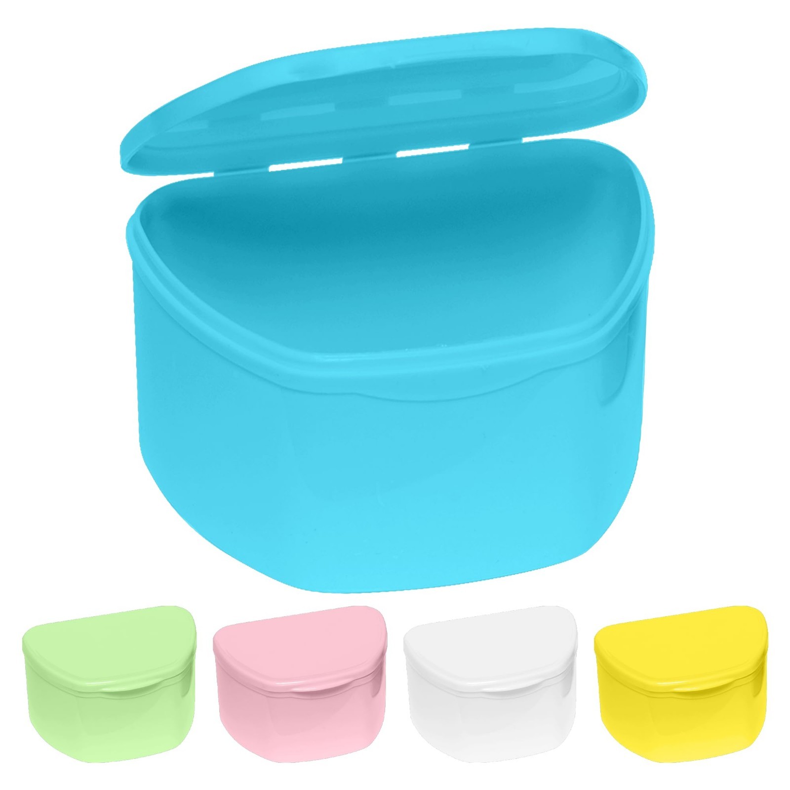 5 Color Denture Cases – Dental Box for Teeth, Mouth Guard, Retainer, Travel Cup