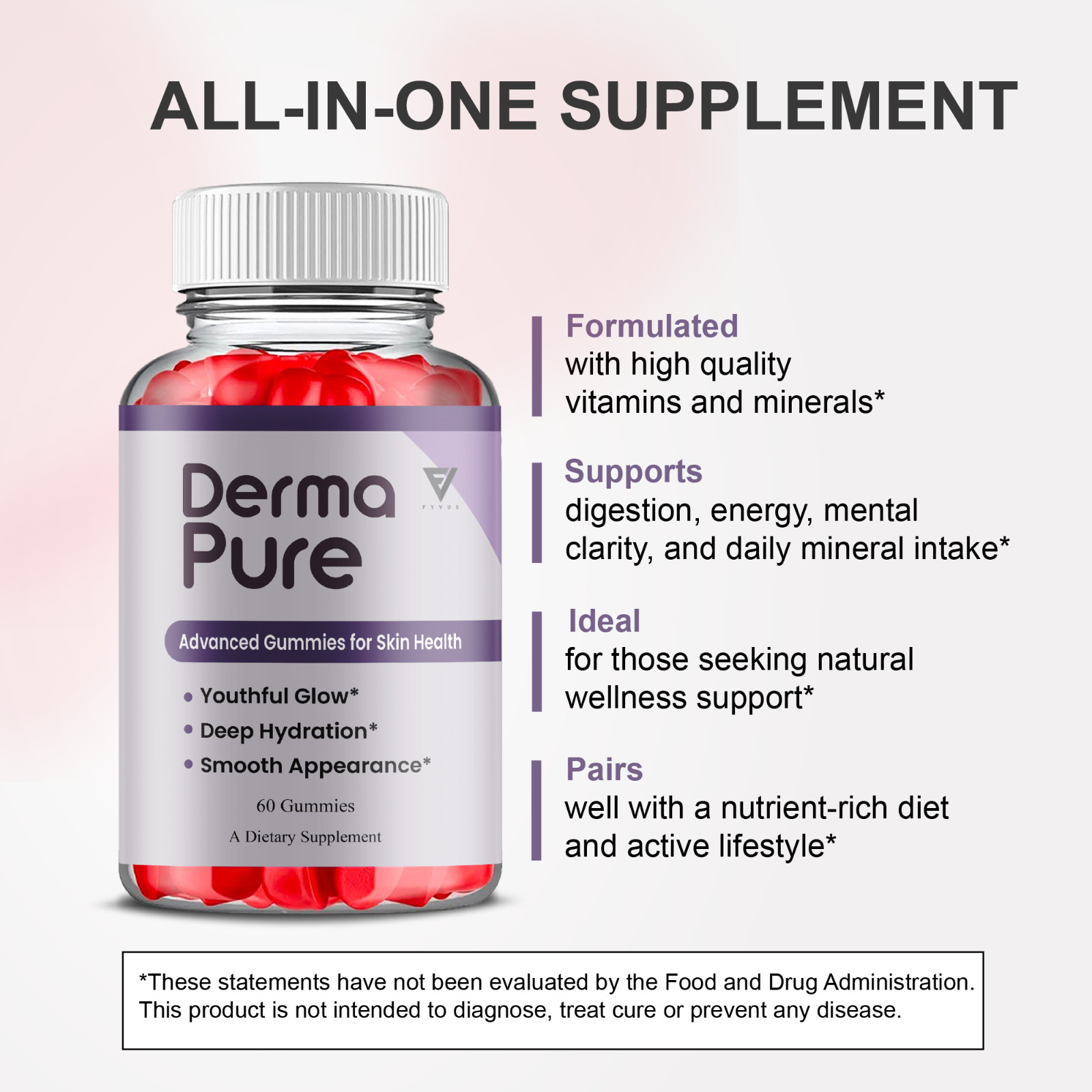 Derma Pure Skin Gummy, DermaPure Skin (60 Gummies)
