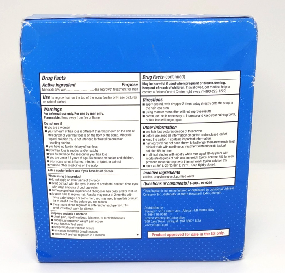 Minoxidil 5% Kirkland Signature Extra Strength Men Hair Regrowth