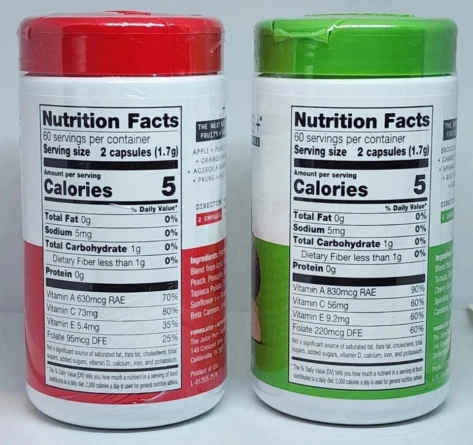 Juice Plus+ – 1 Each Blended Fruit & Veg Juice Powders 120 ea/240 Caps