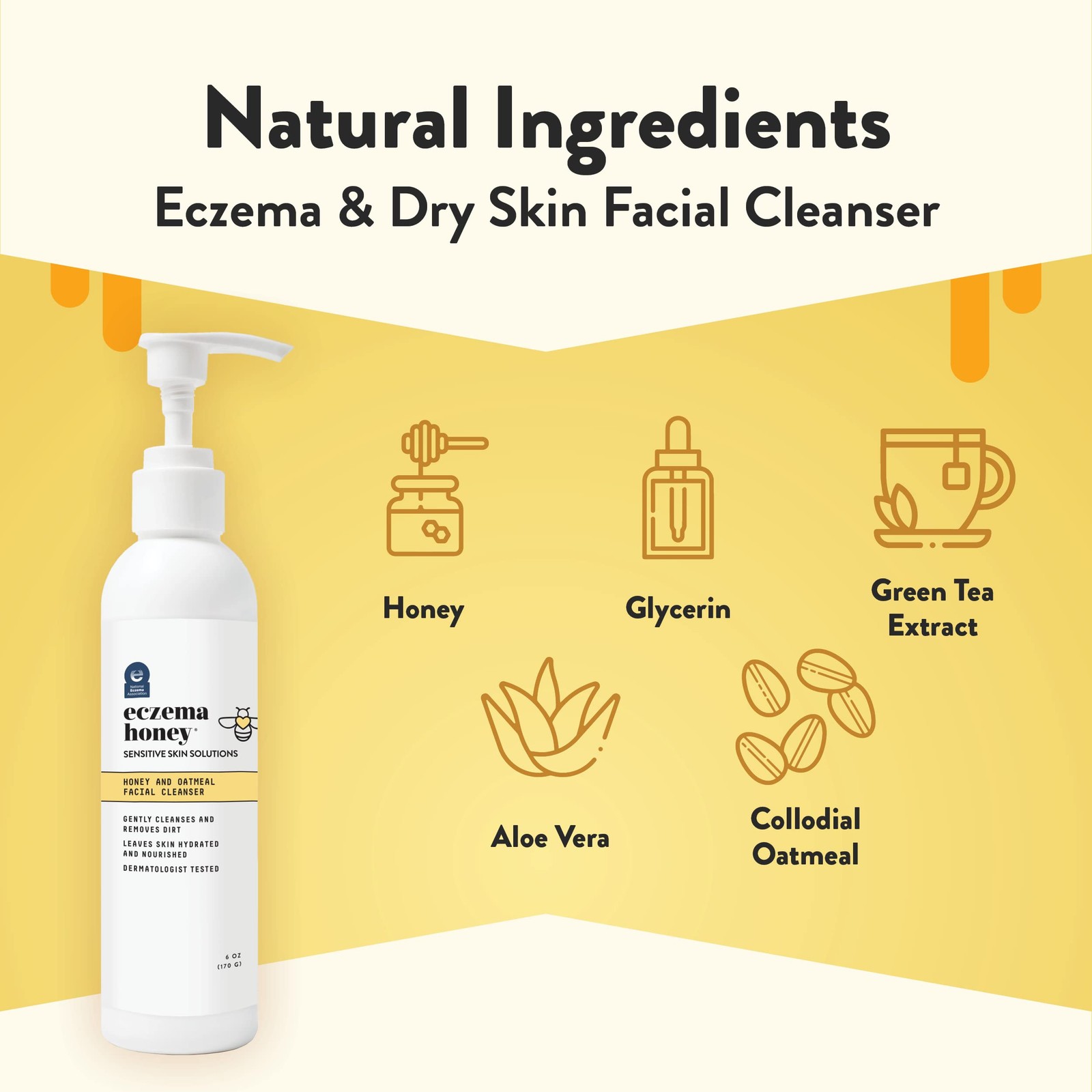 Eczema Honey Oatmeal Facial Cleanser – Natural Eczema Face Wash Prevents