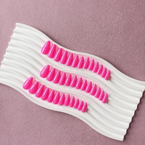 Hot Pink Press On Almond Shaped 48pcs Neutral Thick Fake Nails almond hot pink