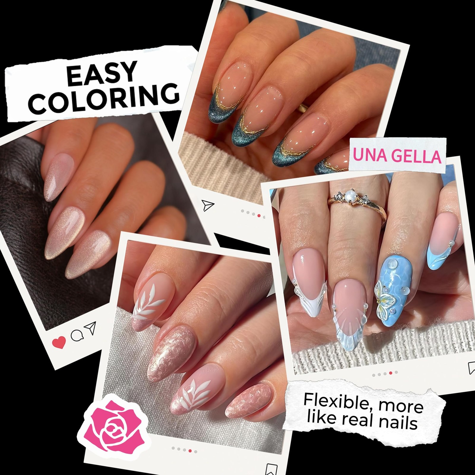 216PCS Medium Almond Nail Tips, Full Cover Gel Press-On Fake Nails, 12 Sizes