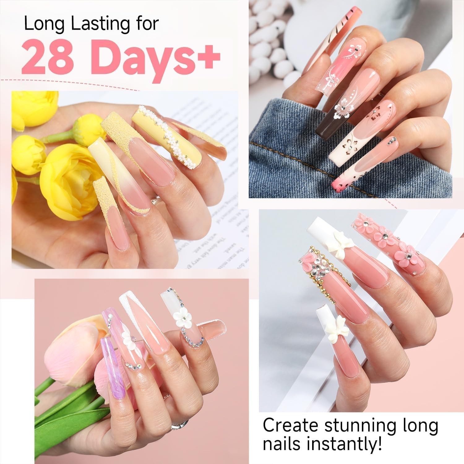XXL Extra Long Square Nail Tips – 216PCS Clear Full Cover for Perfect Designs