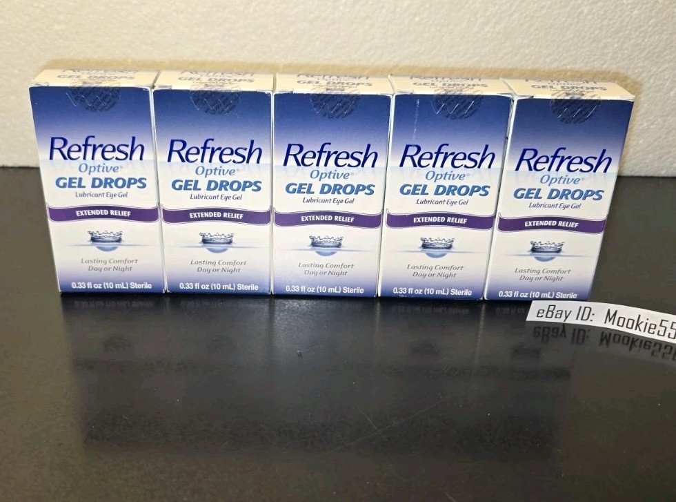 EXP 09/2025+! 5 Box Lot Refresh Optive GEL DROPS Eye Drops 0.33 oz (10mL)