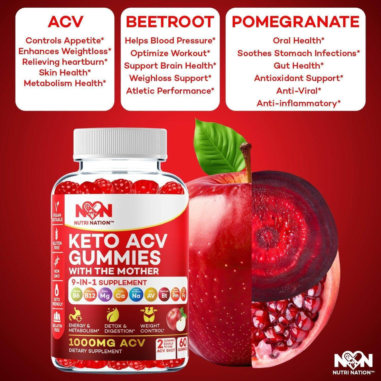 Nutri Nation Keto ACV Gummies 1000mg with BHB Salts as stated by Kelly Clarkson