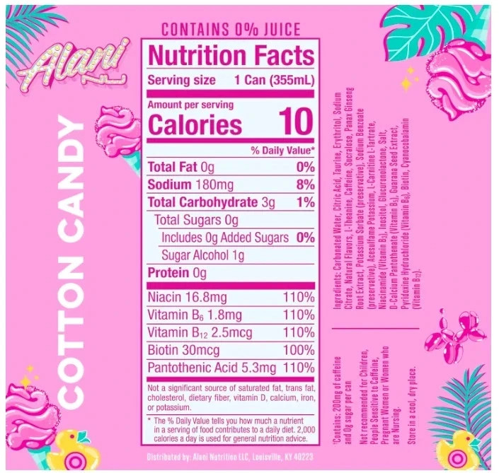 Alani Nu Cotton Candy Sugar Free Energy Drink (Pack of 12)