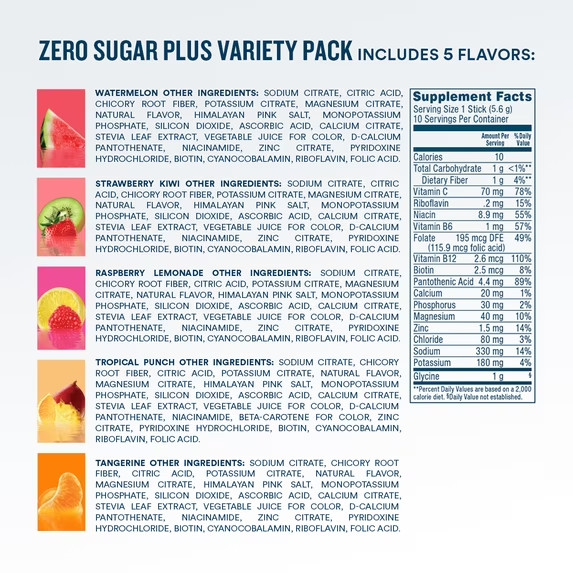 DripDrop Zero Sugar Fast Hydration – Sampler Variety Electrolyte Powder Drink Mi
