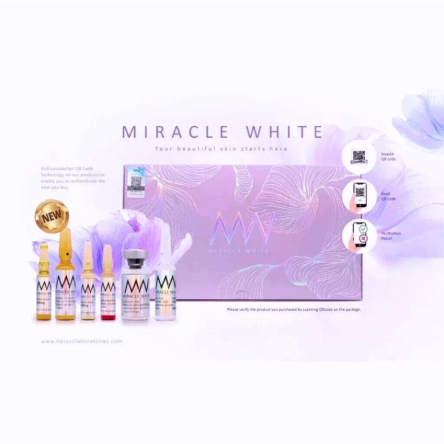 2 X 6 Sets Miracle White Pink Skin Whitening Beauty Original EXP 12/2030