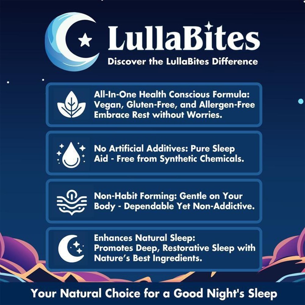 NEW LullaBites Natural Sleep Gummies Strawberry Stars Flavor 60 Gummies