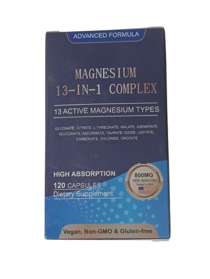 Magnesium 13-in-1 Complex 800mg 120 Capsules Supplement NEW Factory Sealed