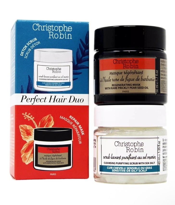 (2) NEW Christophe Robin Perfect Hair Duo Detox Scrub and Repair Mask Sets
