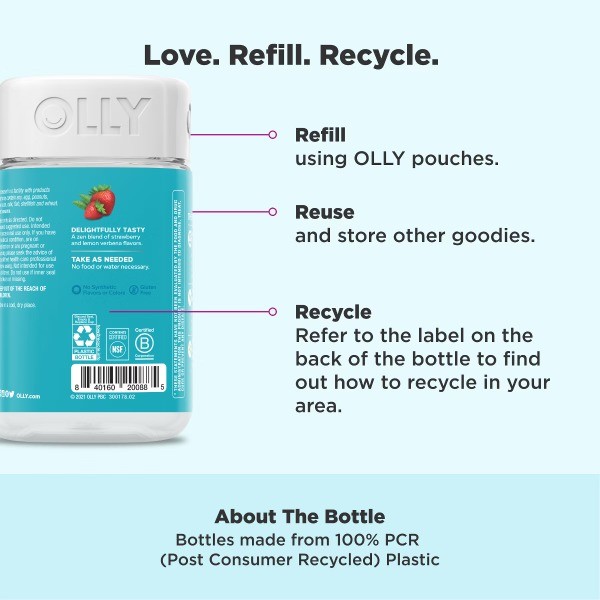 OLLY Goodbye Stress Gummies with GABA,L-Theanine & Lemon Balm-Berry Verbena-42ct