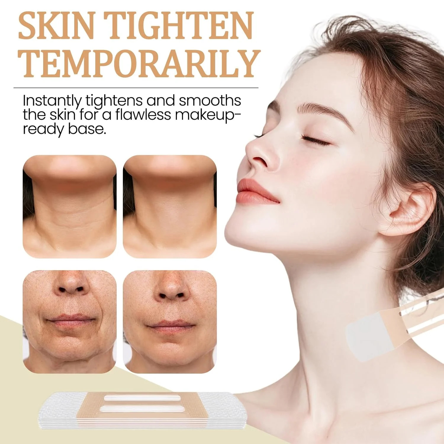 Neck Lift Tape, 40Pcs Neck Tape Lifting Invisible, Instant Neck & Face Tightenin