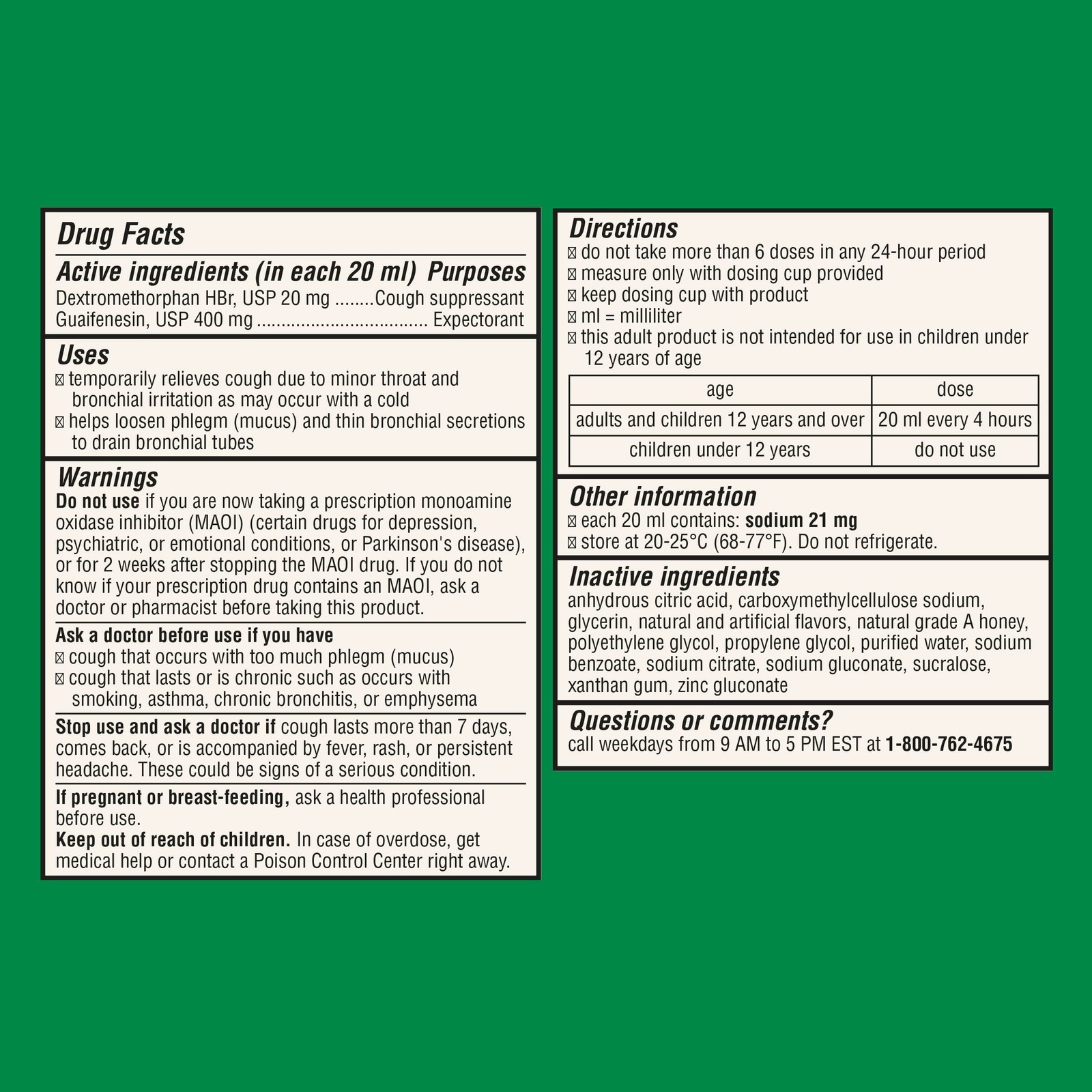 Robitussin Maximum Strength Honey Cough Plus Chest Congestion Dm Cough Medicine