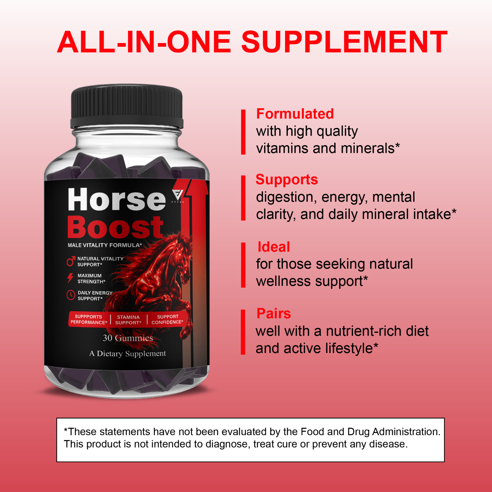(3 Pack) Horse Boost Gummies, HorseBoost Male Performance (90 Gummies)