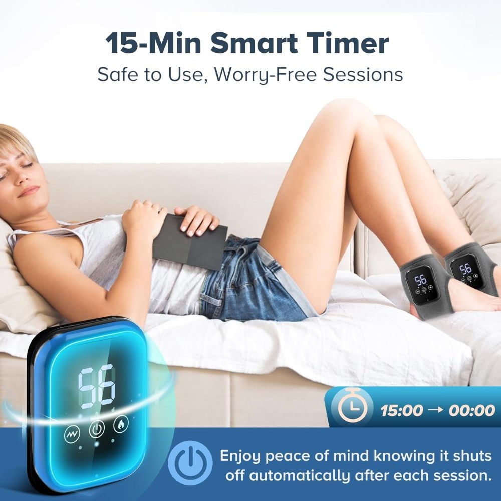 Cordless Foot and Ankle Massager Brace for Pain Relief Heating Vibration Therapy