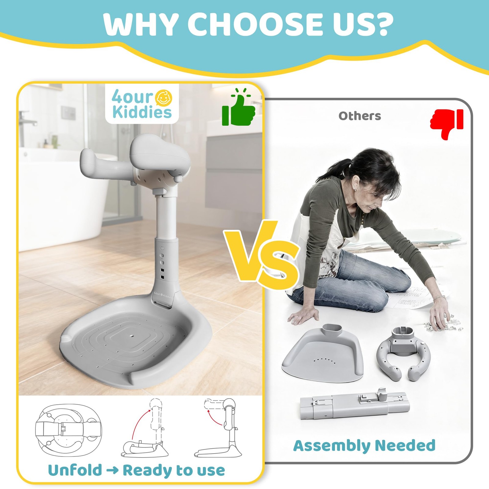 Foldable Baby Shower Standing for Toddlers & Infants 8-36 Months, No Setup An…