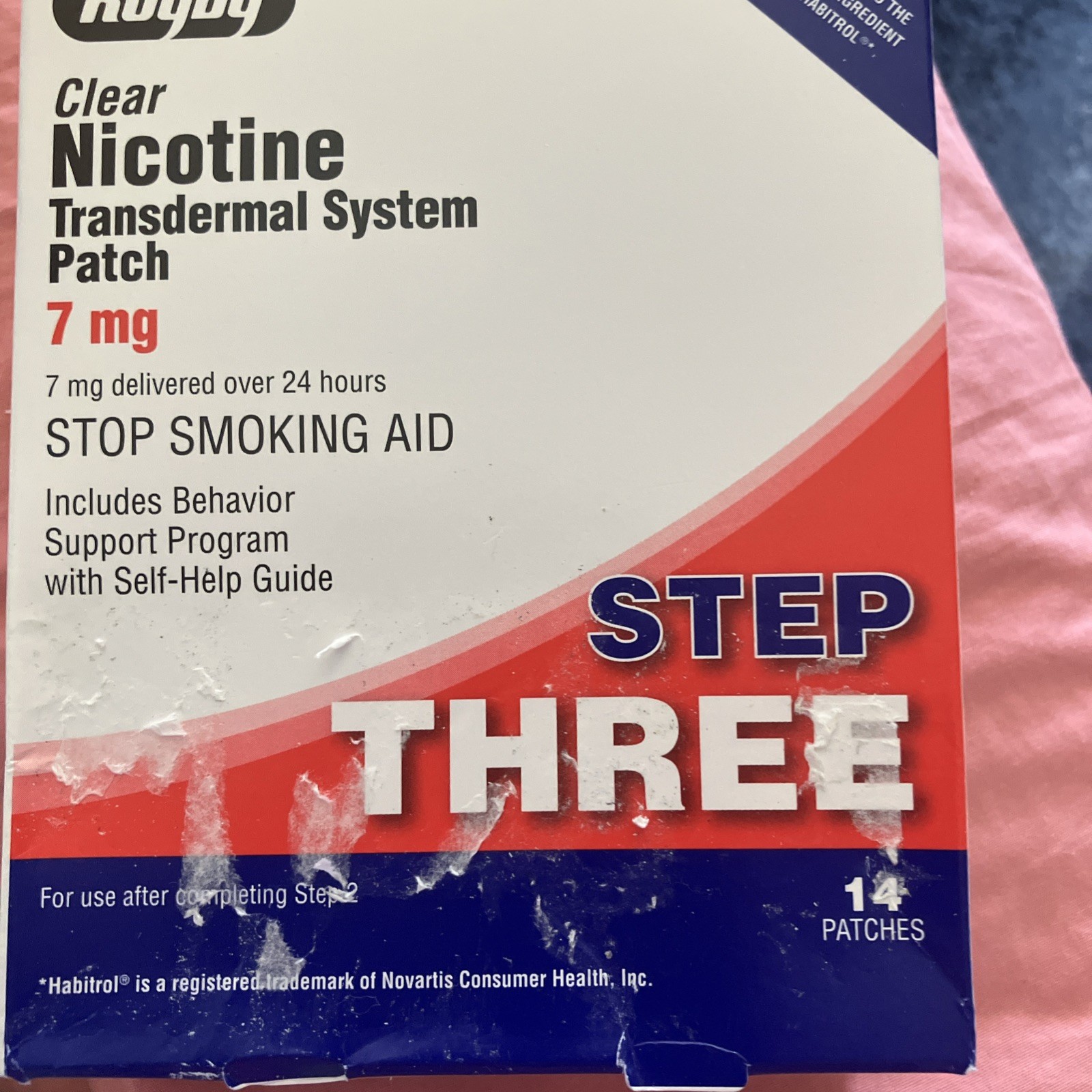 Rugby Step 3 Nicotine Patches 7mg 28 Count Stop Smoking Aid Exp 09/2028