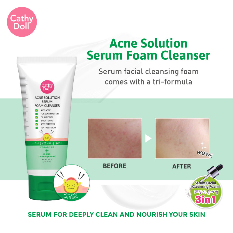 Cathy Doll Acne solution serum foam cleanser brightening 100ml