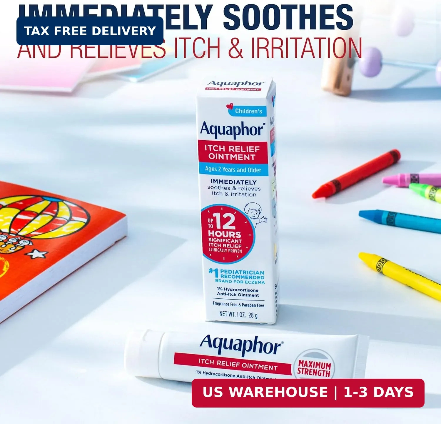 Aquaphor Children’s Itch Relief Ointment, 1% Hydrocortisone Anti Itch Ointment f