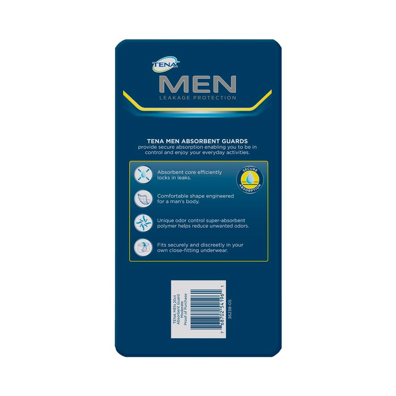 TENA Male Guards 20CT PRI (3 Pack) 20 Count (Pack of 3) pack of 3, 60 total