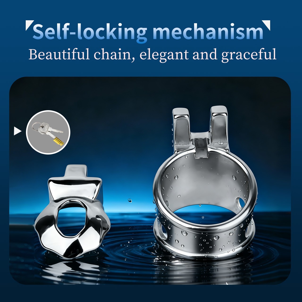 New Stainless Steel Male Chastity Device Realistic Cage Men Metal Locking Belt