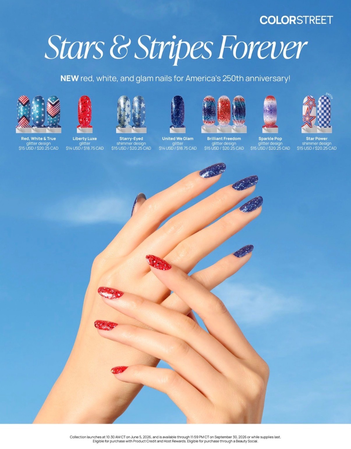 Color Street Nail Polish Strips ~ Patriotic USA red white blue America flag 🇺🇸
