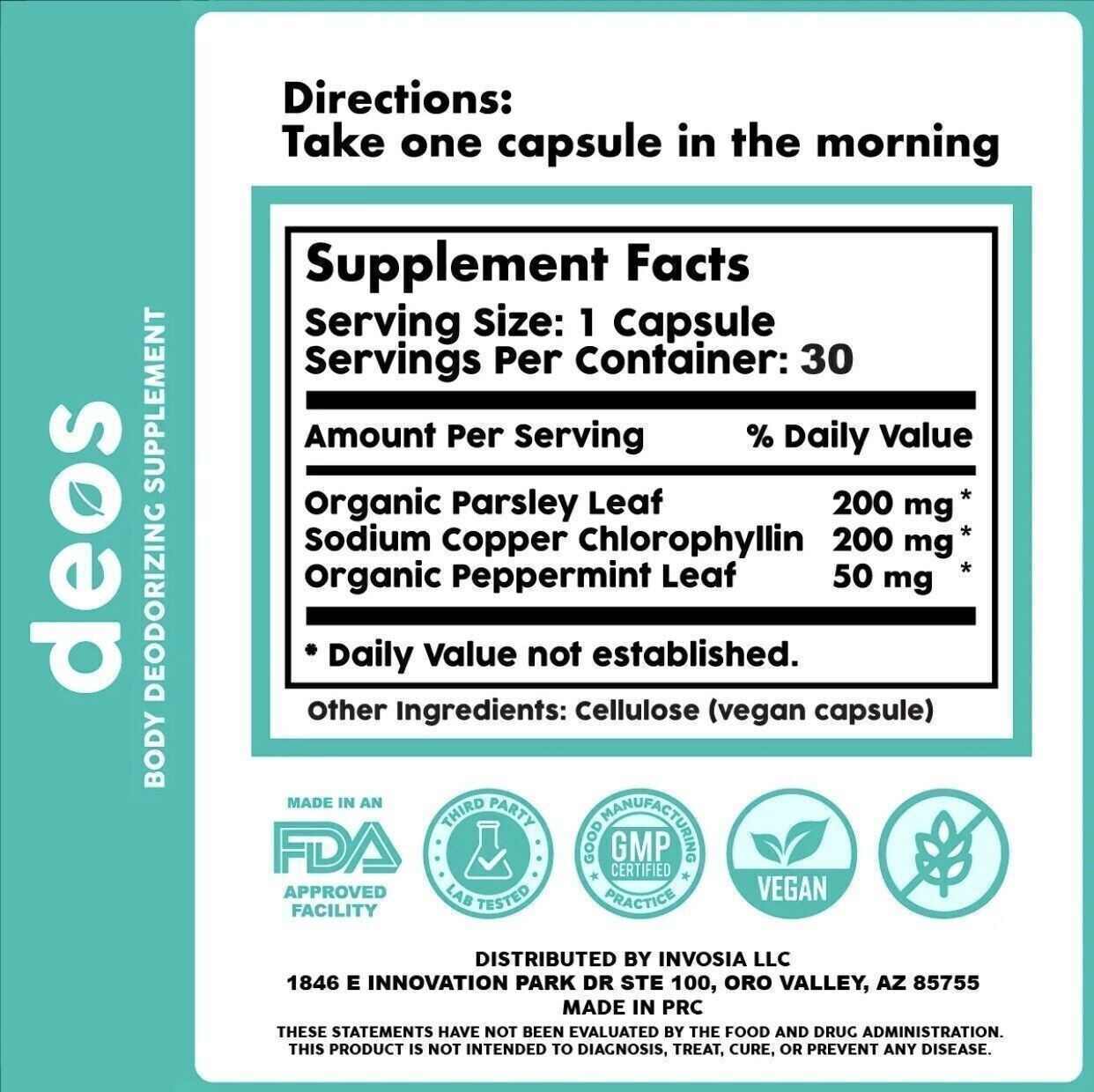 1-3 Pack DEOS Internal Deodorant Supplement – Full Body Deodorizer (30 Capsules)