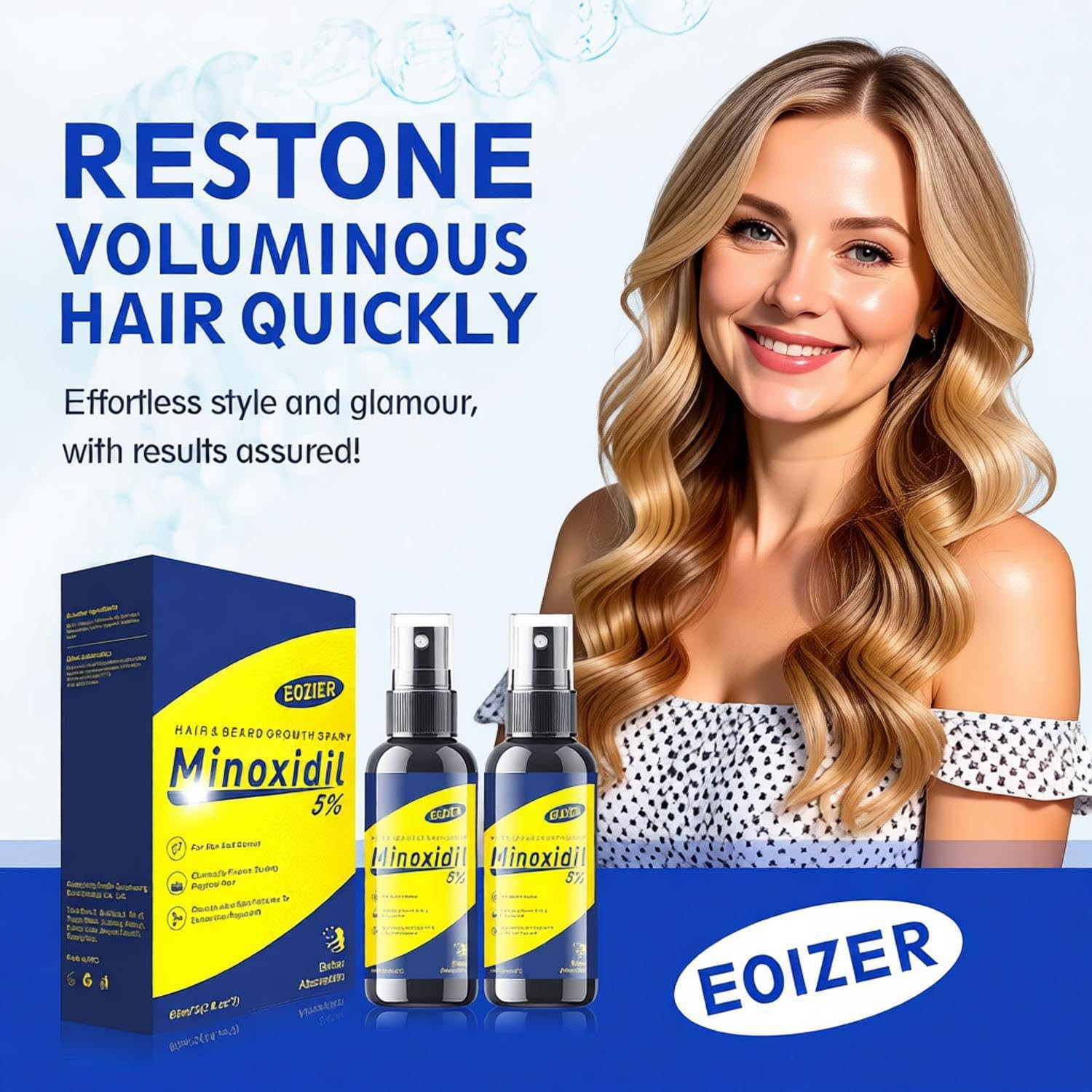 5% Minoxidil with Biotin, Hair Loss Treatments for Women Men Hair Regrowth Treat