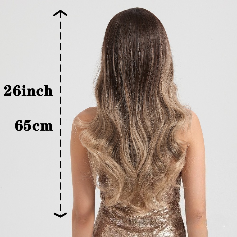 Heat Resistant 26in Ombre Honey Blonde Long Wavy Wig Full Cap for Women Party