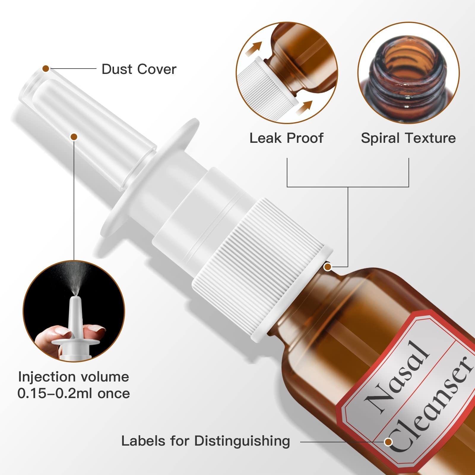 6 Pcs 30ML Glass Amber Nasal Spray Bottles, Refillable Fine Mist Atomizers & Fun