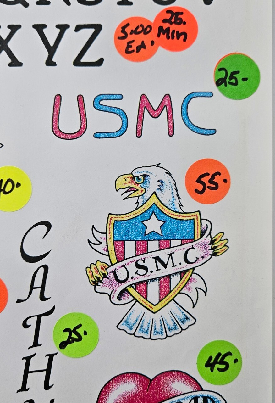 Vintage United States Marines Tattoo Flash Sheet