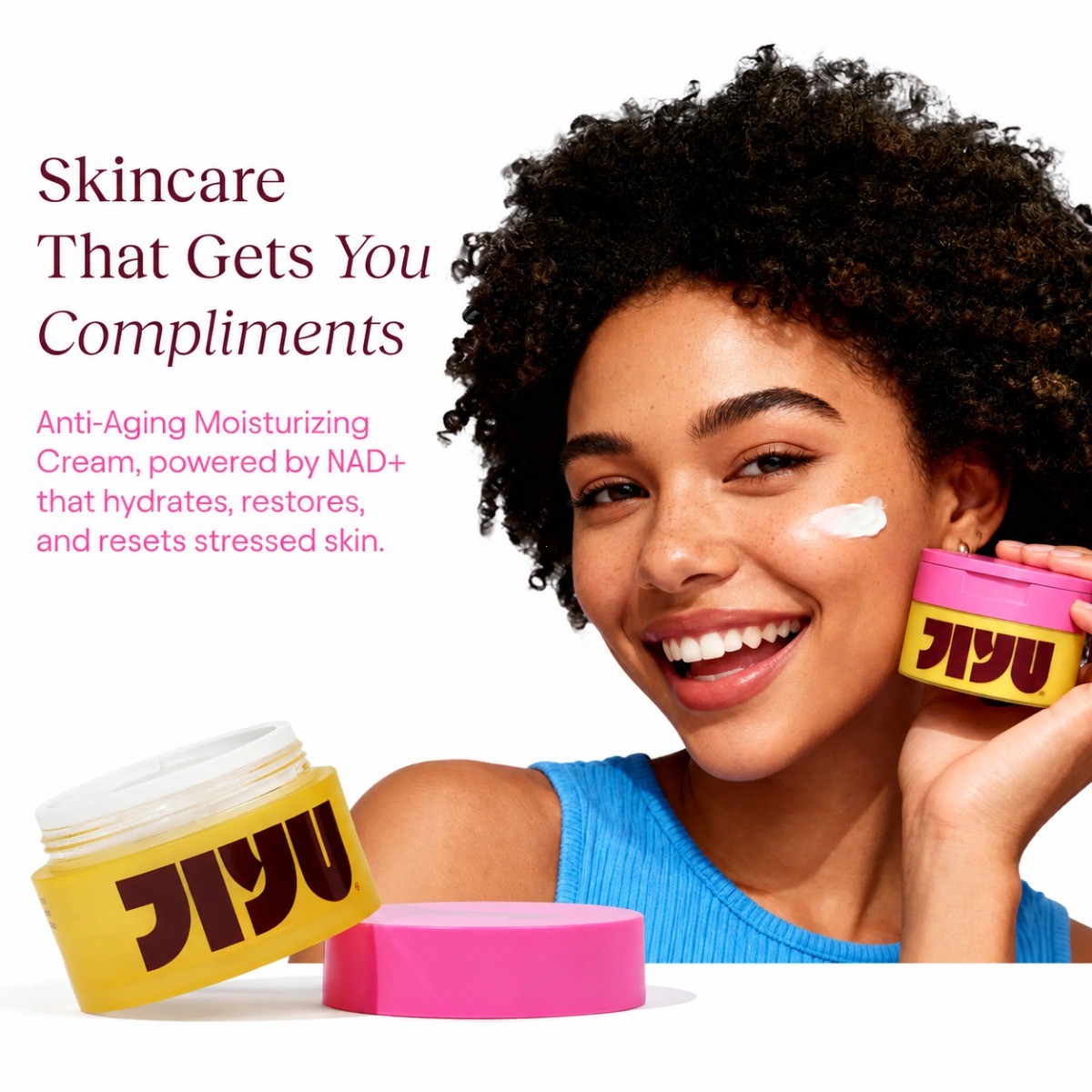 JIYU Anti-Aging Moisturizer with NAD+ & 5x Hyaluronic Acid, Stress Repair Cream