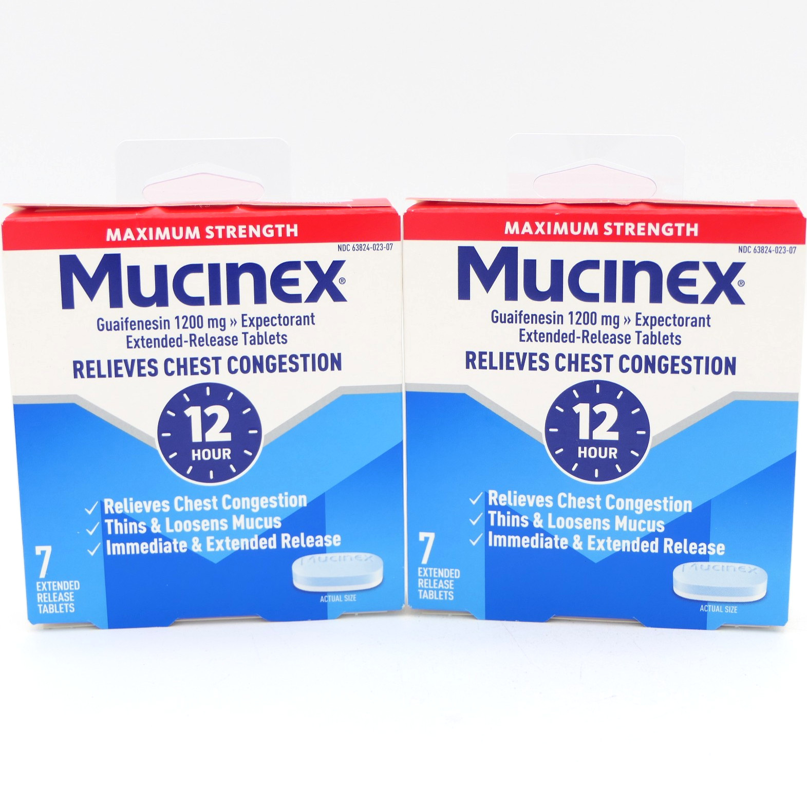 Mucinex 12Hr Chest Congestion Relief 2 Pack 7 Extended Rel Tabs Ea Pk Exp 05/28