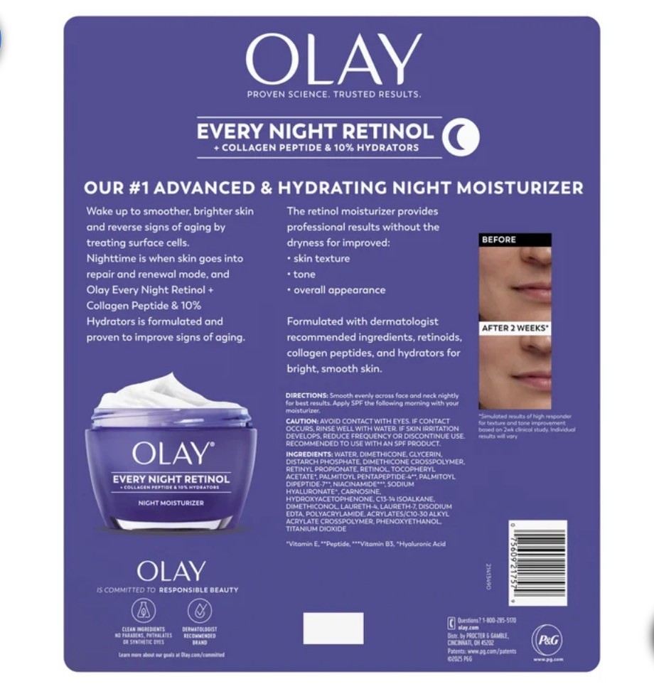 Olay Every Night Retinol, 1.7 oz, 2-pack