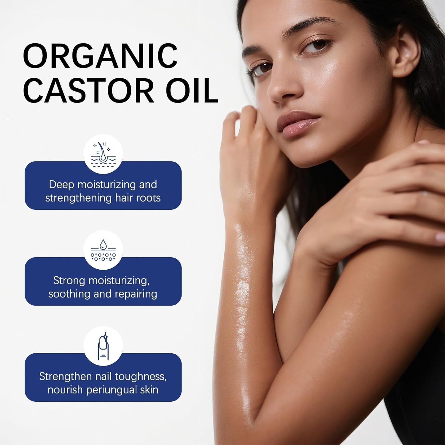 Organic Golden Castor Oil Roll-On with Rose Quartz for Skin,Hair Growth&Wrinkle