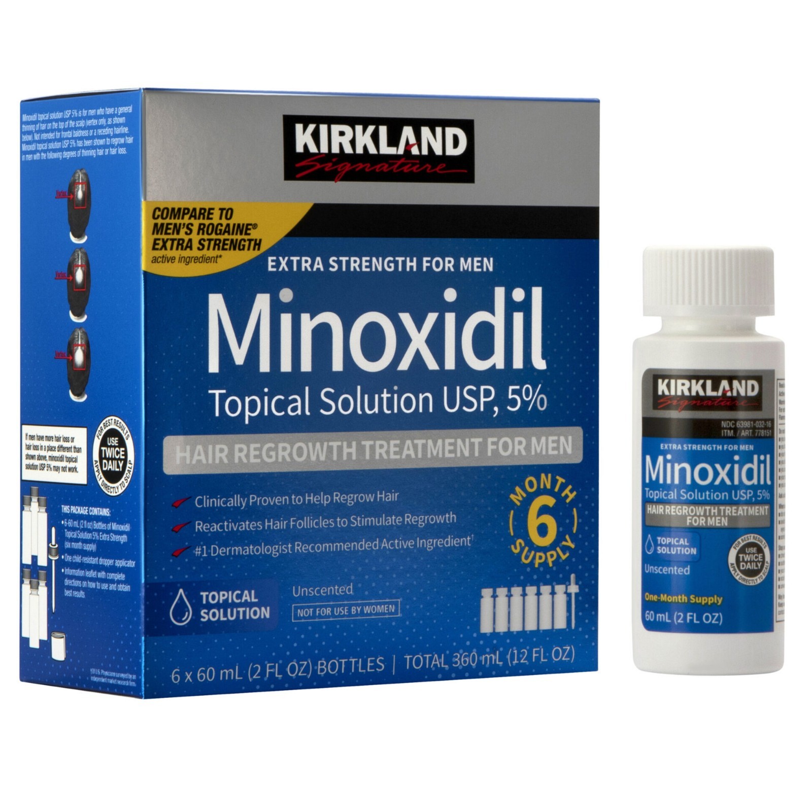 Kirkland Minoxidil 5% Extra Strength Men 6 Month Supply Hair Regrowth